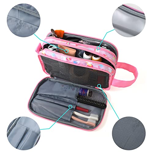 Kids Toiletry Bag for Girls, Travel Toiletry Bag for Little Young Girls Cosmetic Bag Makeup Bag Waterproof Hanging Wash Bag Toddler Toiletries, Unicorn Pink - color: Unicorn-Pink