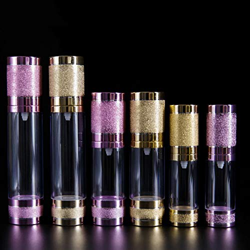 Tvoip 3Pcs/Lot 15ml 30ml 50ml Gold Pink Silver Glitter Diamond Airless Vacuum Bottles Luxury Emulsion Lotion Fragrance Perfume Spray Bottle (Gold) - color: Gold