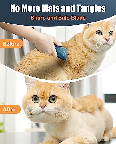 oneisall Pet Clippers for Cat Matted Hair, Quiet Pet Shaver for Cats | Waterproof Cordless Cat Clippers for Matted Long Hair with Storage Bag,Lightweight and Easy to Use for Cat, Pet, Small Dog - color: Green, size: Standard