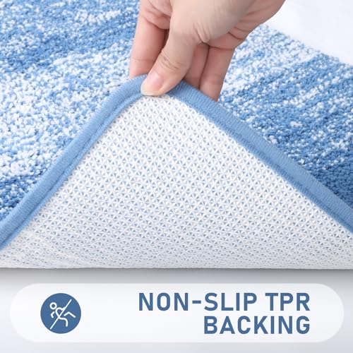 Bsmathom Bathroom Rugs Sets 5 Piece, Soft Absorbent Microfiber Bath Rugs with U-Shaped Contour Toilet Rug and Toilet Lid Cover, Thick Non-Slip Plush Shaggy Bath Mat Set,Blue - color: Blue, size: 18"x26"+20"x31"+20"x48"+U20"x24"+Cover19"x21"