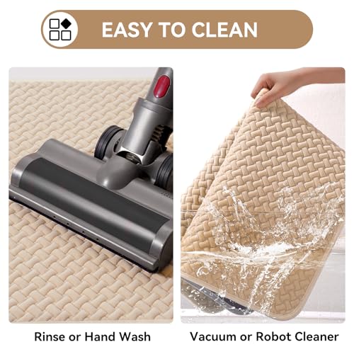 YDKGL Bathroom Runner Non Slip, Extra Soft Absorbent Quick Dry Bath Mats, Foam Weave Texture Thin Bath Rugs Washable with Rubber Backing, 24" x 70“ - color: Brown, size: 24"x 70"