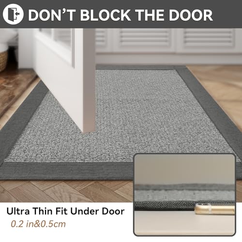 YDKGL Non Slip Bath Mat Bathroom Rugs, Soft Jute-Like Ultra Thin Bath Mats, Rubber Backing Super Absorbent Quick Dry Bath Rug Shower Mat Fit Under Door Bathroom Floor, Machine Washable, Gray 16" x 24" - color: B- Gray, size: 16" x 24“