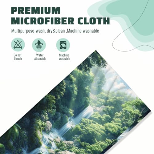 Waterfall Bath Hand Towels Absorbent Natural Green Rainforest Forest Stream Bathroom Kitchen Towels Set of 2 Lightweight Breathable Face Towels for Bathroom Gym Hotel Sport Decor Gifts for Women Man - color: Waterfall