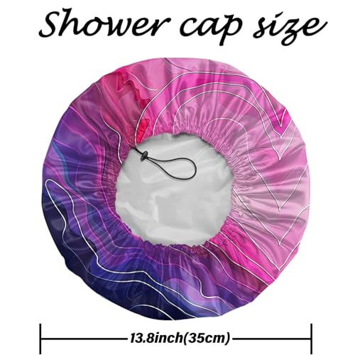 2 PCS Shower Cap Reusable Waterproof Adjustable Double Layer Elastic Dry Hair Bathing Caps Aesthetic Cute for Women Girls-Shout Heart - color: H-19-Shout Heart