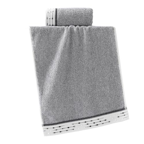 YiLUOMO Grey Hand Towels Tiny Furball Decorative Design Super Soft 100% Terry Cotton Highly Absorbent Bathroom Hand Towel for Home, Hotel, Spa, Pool, Gym 13 x 29 Inch, 2 Pack - color: Grey
