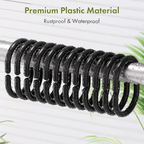 Amazer Shower Curtain Rings, 24 Pcs Plastic Shower Curtain Hooks, Black Shower Curtain Hooks Rings, Rust Proof Shower Rings C Shaped Shower Hooks for Shower Curtain and Liner Bathroom - color: Black C-shape, size: 24 Pack