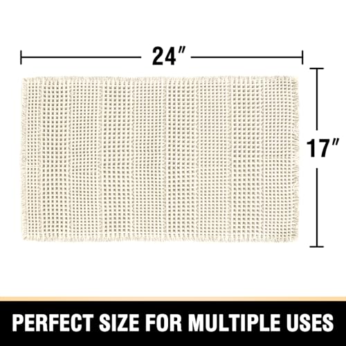 H.VERSAILTEX Upgraded Waffle Bath Mat Super Absorbent Non Slip Bath Rug for Bathroom Floor, 17" x 24", Ivory - color: Ivory, size: 17" x 24"