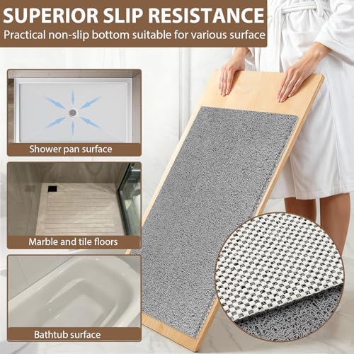 Shower Mat Non Slip: 39.4 x 27.5 Inch Extra Large Shower Mats for Inside Shower with Drain Hole - Soft PVC Loofah Anti Slip Shower Stall Mat for Walk-in Shower and Bathroom, Quick Drying - color: Grey, size: 39.4" x 27.5" (Rectangular)