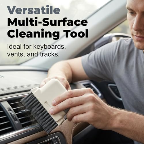 3 in 1 Groove Cleaning Brush, 2026 New Window Track Cleaning Tool with Hard Bristles and Hidden Scraper, Multifunctional Crevice Brush for Sliding Door Track, Window Seal, Sill, Kitchen (Grey) - color: Gray
