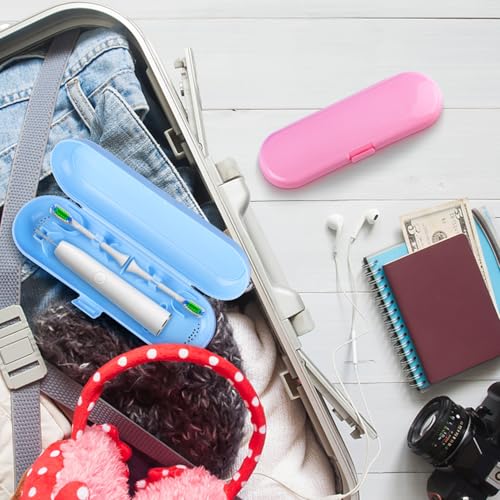 Fowecelt 2 Pack Electric Toothbrush Travel Case for Oral-B Pro and Other Electric Toothbrush, Portable Travel Toothbrush Holder(Blue & Pink) - color: Blue & Pink