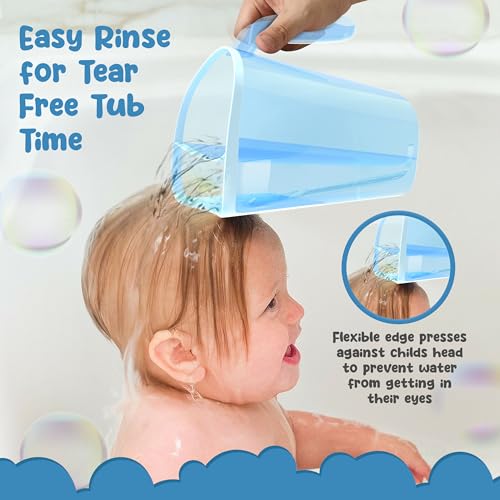 Shampoo Rinse Cup for Kids | Baby Bath Pail | Tear Free Baby Rinser Pail - Three Color Choices - color: Blue