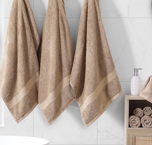 LANE LINEN 18 Piece Cotton Towel Set - Soft, Absorbent & Perfect Family Set - 4 Bath, 8 Washcloths, 6 Hand Towels for Bathroom - Ideal for Home, Spa & Gym - Quality You Can Trust - Taupe - color: 05: Taupe, size: 18 Piece Towel Set