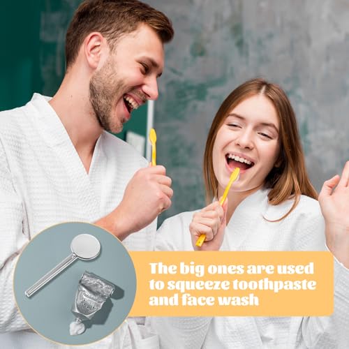 Toothpaste Squeezer 2 Pcs Metal Tube Squeezers Key L&S Stainless Steel Manual Dispenser Roller Tube Bathroom and Kitchen Gadgets for Maximize Creams Paint Makeup & Beyond - 2 Different Color