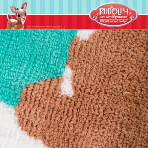 Collectibles Rudolph The Red Nose Reindeer Holiday & Christmas Non Slip Plush Poly Knit Bathroom Mat Rug, 17x24, (Officially Licensed Product) By Franco - color: Rudolph the Red Nose Reindeer
