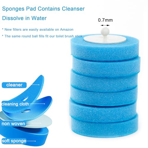 Wall Mounted Disposable Toilet Brush and Holder Toilet Bowl Cleaner with 18 pcs Refills Sponges Pad Replacement Brush Heads (1x Toilet Brush + 18 pcs Refills)