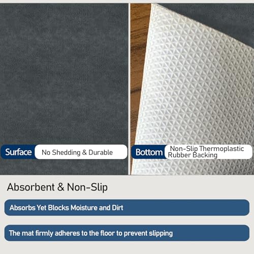 Ultra-Thin Indoor Doormat 20x32 Inch-Low Profile Non-Slip Entryway Mat,Washable Absorbent Floor Mat with Dirt-Resistant Design for Front Door,Kitchen,Hallway,Dark Grey - color: Darkgrey, size: 1'8" x 2'8" (Rectangular)