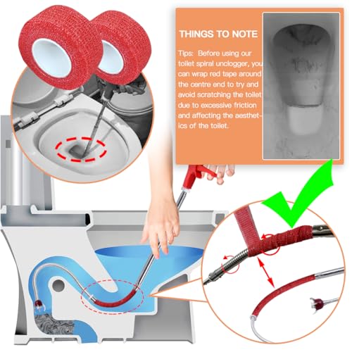 Drain Snake Toilet Auger AC Drain Line Cleaning brush Hair Clog Remover Tools Drain opener set for Men/Women Perfect Option Types of clog for Toilet,Kitchen Sink,Bathroom Sewer Various Projects - style: 51"Toilet Auger Kit(6PCS)