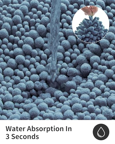 ILANGO Bathroom Rugs Light Blue 70x24,Extra Soft Absorbent Chenille Bath Rugs,Thick Non-Slip Shaggy Bath Mat,Machine Washable Quick Dry Bath Mats for Bathroom Runner Floor, Tub, Shower Accessories - color: Light Blue, size: 24"×70" Large Bathroom Rug