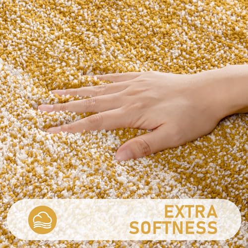 Bsmathom Bathroom Rug Set Bath Rugs Microfiber Non Slip Bathroom Set 4 Piece with Toilet Cover, Washable Absorbent Bath Mat, Mustard - color: Mustard, size: 18"x26"+18"x48"+U20"x24"+Cover19"x21"