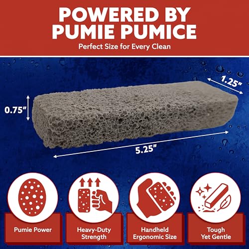 PUMIE Scouring Stick 2 Pack, Toilet Bowl Ring Remover, Heavy Duty Extra Strong Pumice Cleaning Bar, Pumice Stone for Cleaning Toilet Rings, Bathroom & Kitchen Stains by USPumice - size: 2 Count (Pack of 1)