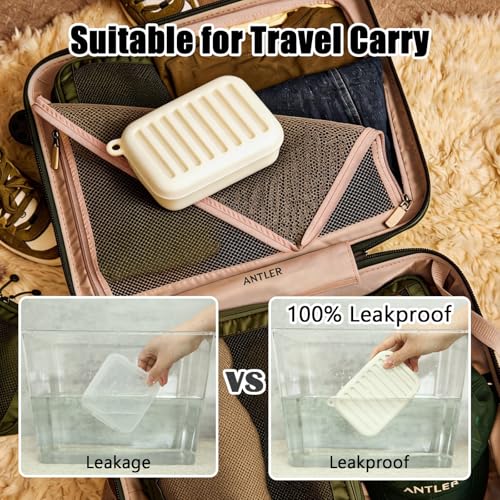 Silicone Travel Soap Case, Leak-Proof Soap Container with Drain Pad, White | Silicone Soap Holder, Travel Soap Case, Leak-Proof Soap Box, Removable Drain Tray, Portable Soap Container, Gym & Camping Use - color: Off White