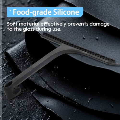 10.7“ Wide All-Purpose Shower Squeegee for Glass Doors, Squeegee for Shower Glass with Hook, Window Squeegee for Home, Small Squeegee for Shower, Bathroom, Car Glass, Mirror (Black) - color: Black, size: 10.7" Wide