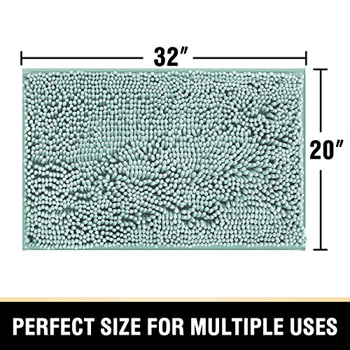 H.VERSAILTEX Bathroom Rugs Bath Mat Bath Rugs Bath Mats for Bathroom Non Slip Extra Thick Buncy Soft Chenille Bath Rug Fulffy Shag, Indoor Rug Carpet for Entry Living Room (Aqua Foam, 20" x 32") - color: Aqua Foam, size: 20" x 32"