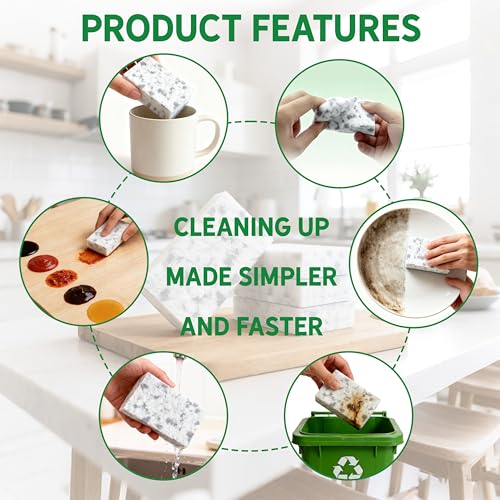 Magic Erasers Sponge Regenerative Material, Multi-Purpose 3.5X High-Density Melamine Foam Cleaning Pads, Cleaning Foam Sponge Eraser in Bulk for Kitchen, Bathroom, Walls, Shoes & Car(50)