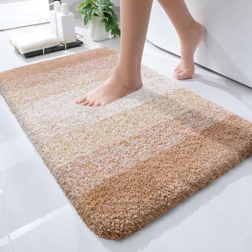 OLANLY Small Bathroom Rugs Mat 24x16, Extra Soft Absorbent Microfiber Bath Rugs, Rubber Backing, Quick Dry, Machine Washable Bath Mats for Bathroom Floor, Tub and Shower, Home Decor Accessories, Beige - color: Beige, size: 24" X 16"