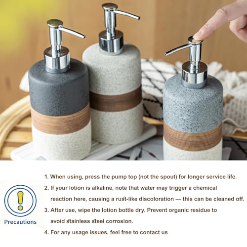 Dish Soap Dispenser Set with Silicone Funnel, Hand Soap, Shampoo, Body Wash, Ceramic Liquid Soap Dispenser for Kitchen and Bathroom Countertops, Stainless Steel Pump, Non Slip, 12 Oz, Black - color: Black and White, size: 1xSoap Dispenser