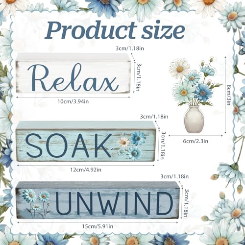 Cinnvoice 4 Pcs Daisy Bathroom Decor Farmhouse Bathroom Decoration Relax Soak Unwind Table Centerpiece Gift for Christmas Valentines Back to School - style: Daisy Relax Soak Unwind