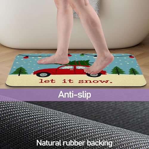 Winter Snow Bathroom Rugs Mat, Super Absorbent Quick Drying Floor Mat for Bathroom Entryway 17"x30" - color: Winter Snow