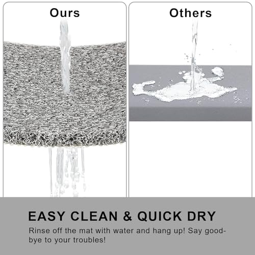 Nonslip Bathtub Mat, Anti Slip Bath Mat 0.6" Extra Thick, Quick Dry Bath Tub Anti Slip Shower Mat, Loofah Non-Slip Bath Mat for Tub Bathroom Pool Kitchen Entryway Home Hotel(Grey 16x24) - color: Grey, size: 24" x 16" (Rectangular)