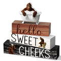 Cinnvoice 4 Pcs Funny Bigfoot Bathroom Decor Farmhouse Bathroom Decoration Western Hello Sweet Cheeks Table Centerpiece Gift for Christmas Valentines Back to School - style: Funny Bigfoot