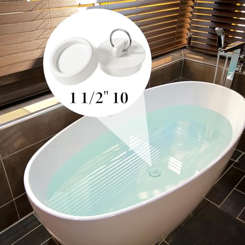 4 Pcs Bath Tub Drain Plug with Hanging Ring, White Bath Plug Stopper for Tub with Hanging Ring, Rubber Bathtub Plugs Fits 1-1/2 Inch to 1-5/8 Inch Rubber Sink Plugs for Bathroom, Bathtub, Sewers