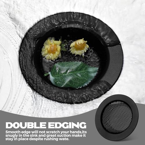 Retisee 2 Pcs Sink Strainer Stainless Steel Kitchen Sink Drain Strainer Basket Cover Mesh Hair Food Catcher, Large Wide Rim of 4.4 Diameter(Matte Black) - color: Matte Black