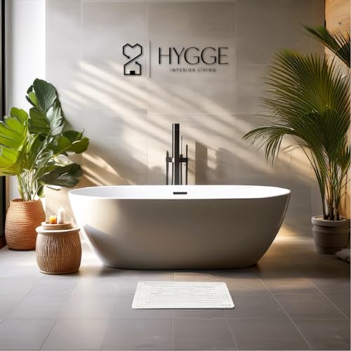 Diatomaceous Earth Stone Bath Mat - Ivory Tile | Modern Fast Dry Bathroom Floor Shower Mat, Quick Drying Premium Luxury Diatomite Spa Stone Gift, Non-Slip Base, 23.6” x 15.4” - color: Ivory Tile