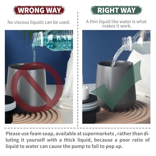 Bosilunlife Ceramic Foaming Soap Dispenser - 12Oz Bathroom Countertop Kitchen Dish Soap Pump Dispenser Foam Soap Dispenser - Matte Grey - color: Matte Grey