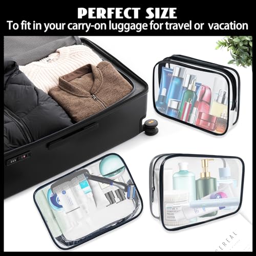 YedsIntu 16 Pack Waterproof Cosmetic Bag TSA Approved Toiletry Bag, Portable Travel Pouch with Zipper, Vinyl Plastic Organizer Storage for Men and Women (Black-L) - color: Black-L