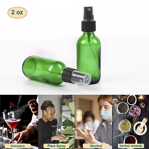NOOEEISS Green Glass Small Spray Bottle 2 oz 24 Packs,Fine Mist Sprayer Small Clear Bottles,Refillable Containers mini spray bottles for Cleaning Solutions and Skin Care (Green 24pcs) - color: Green, size: 24Pack