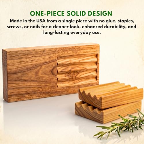 Handcrafted Wood Soap Dish 2 Pack - Draining Dish for Our Soap Bars - Natural Red Alder Wood - No Chemical Varnish, Lacquer or Stain is Used - Handmade in The USA (Regular Size) - size: Regular