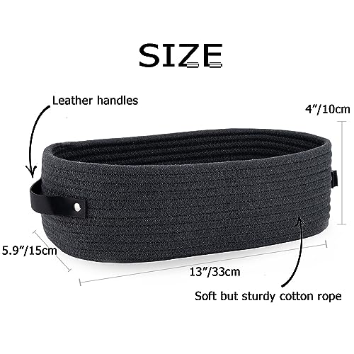 Cotton Rope Toilet Paper Holder Basket with Handle, Home Decor Organizing Small Baskets, Nursery Basket 13"x5.9"x4" Dark Gray - color: Dark Gray