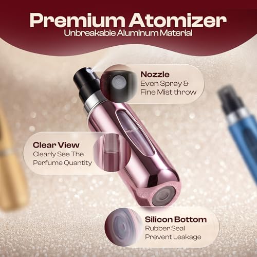5ml Travel Perfume Bottle Refillable Atomizer Sprayer for Perfume,Leakproof Perfume Atomizer Travel, Portable Refillable Perfume Bottles, (Blue, Black, Pink, Gold) - color: Blue, Black, Pink, Gold