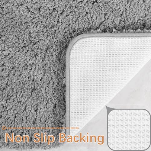 LOCHAS Bathroom Rug 36x24 Inch, Soft Thick Absorbent Microfiber Bath Rugs for Bathroom, Machine Washable, Shaggy Plush Non Slip Bath Mat for Tub, Shower Floor, Quick Dry Mats, Grey - color: Grey, size: 36x24 inch (Rectangular)