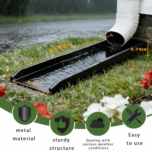 JMBay Metal Rain Gutter Downspout Splash Block, Durable Gutter Downspout Extension/Extender for Rain Water Drainage, Height-Adjustable Heavy Duty Gutter Splash Guard Suitable for Most House Courtyard