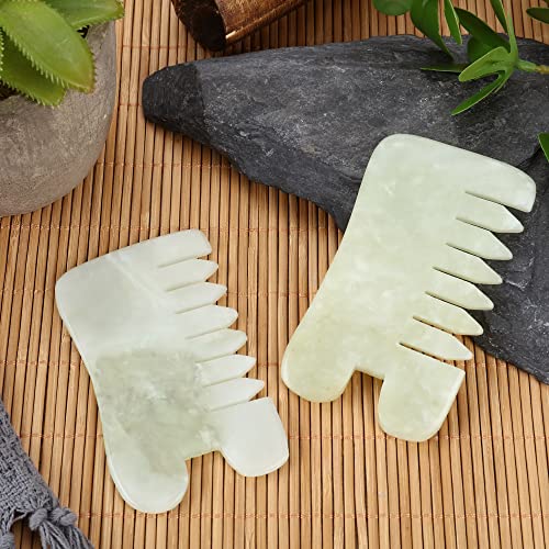 BBTO 2 Pcs Jade Comb for Scalp Massage Gua sha Comb for Head Body spa Hair Multifunctional Handheld Massage Tools(Classic Style) - style: Classic Style