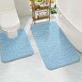 HOMORE Bathroom Rug Set 2 Piece,Soft Absorbent Bath Mats Set,Machine Washable Bath Rug Sets for Bathroom Non Slip,(21"x34"+21"x21") Plush Shaggy U Shape Contour Toilet,Light Blue - color: Light Blue