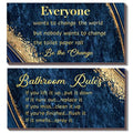 DONFENTHY 2 Pieces Blue Gold Bathroom Decor Rustic Farmhouse Wooden Signs Bathroom Rules Wall Art 12x6 Inch - color: Blue