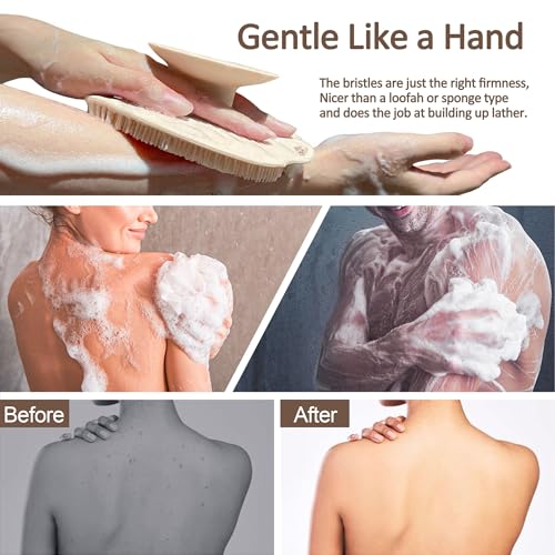 Soft Silicone Body Scrubber, Gentle Like a Hand Exfoliating Your Skin and Build Up Lather Easily, Back Large Suction Cup Easy to Store, Long-Lasting & Deep Clean (Beige) - color: Beige
