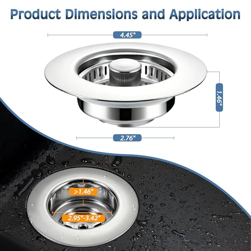 Kitchen Sink Drain Strainer 2 Pack, 304 Stainless Steel Pop Up Sink Stopper, Anti-Clogging Sink Drain Strainer for US Standard Kitchen Drain (Chrome) - color: Chrome, size: 2 Pack